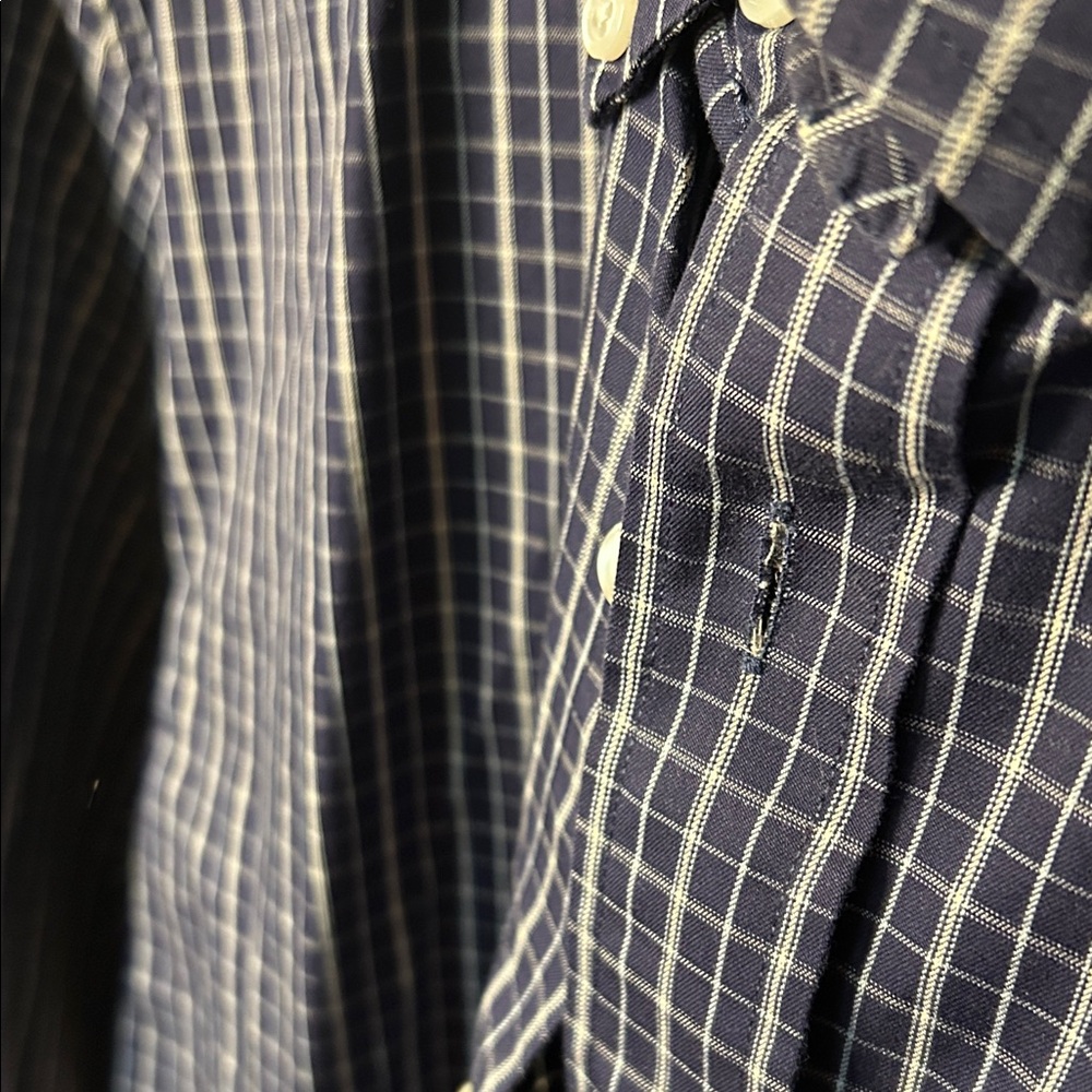 Duluth Trading Co Men's Navy Checkered Shirt - Picture 7 of 9